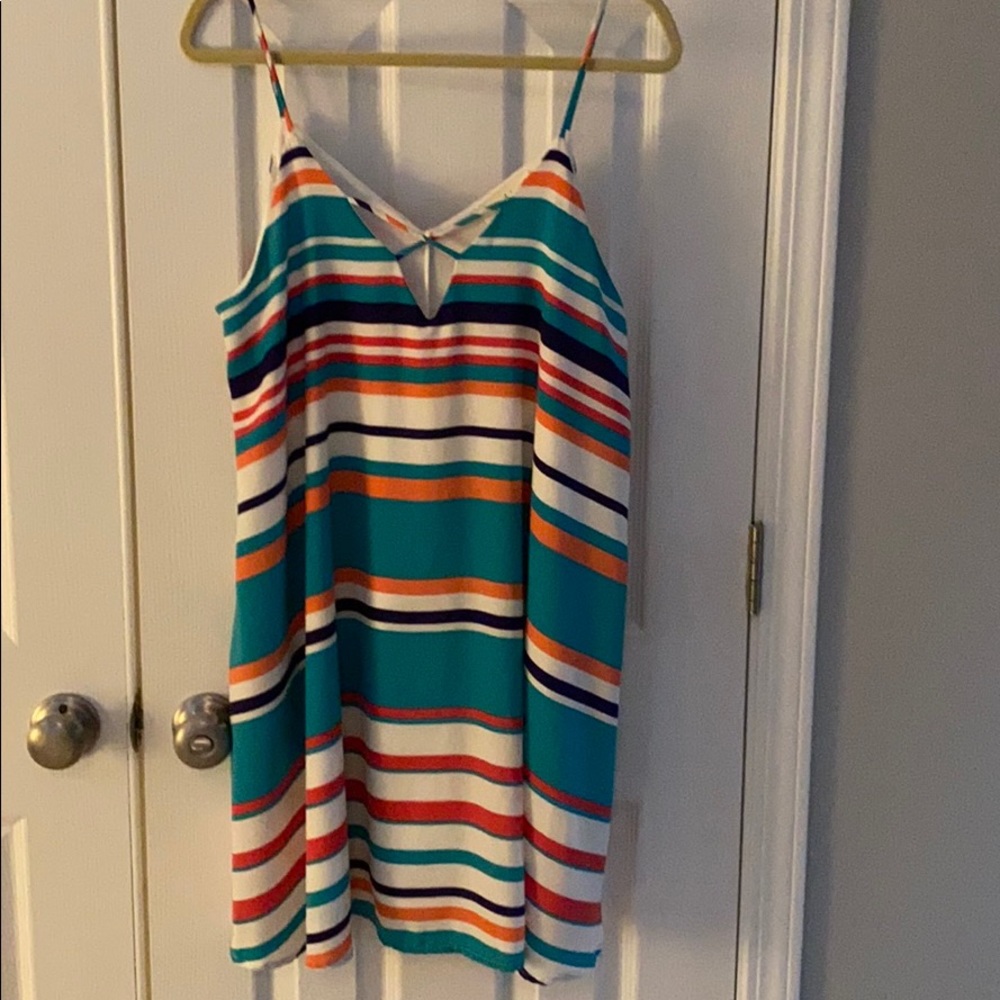 Striped swing dress. Lined. Size L.